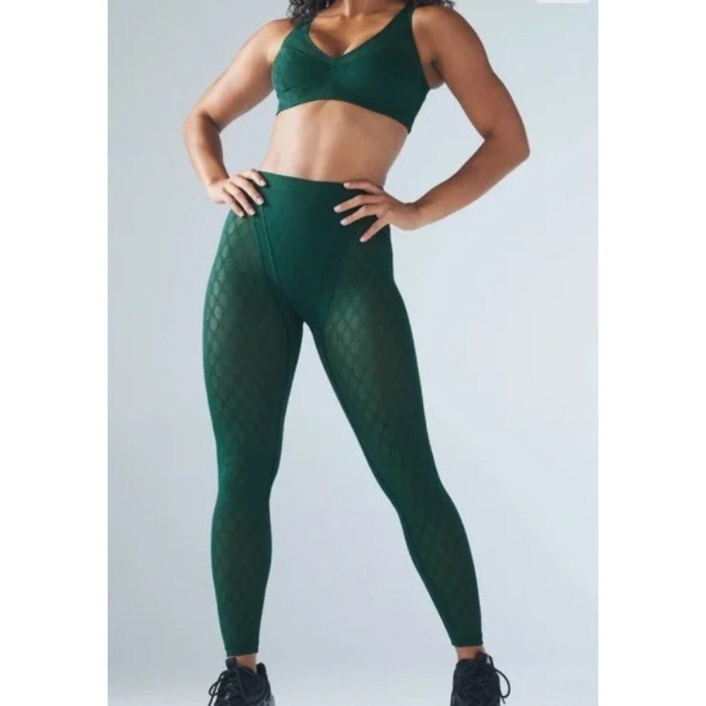 Savage X Fenty | Loungewear Set Bra + Leggings Lace Mesh Green | Women's S/M